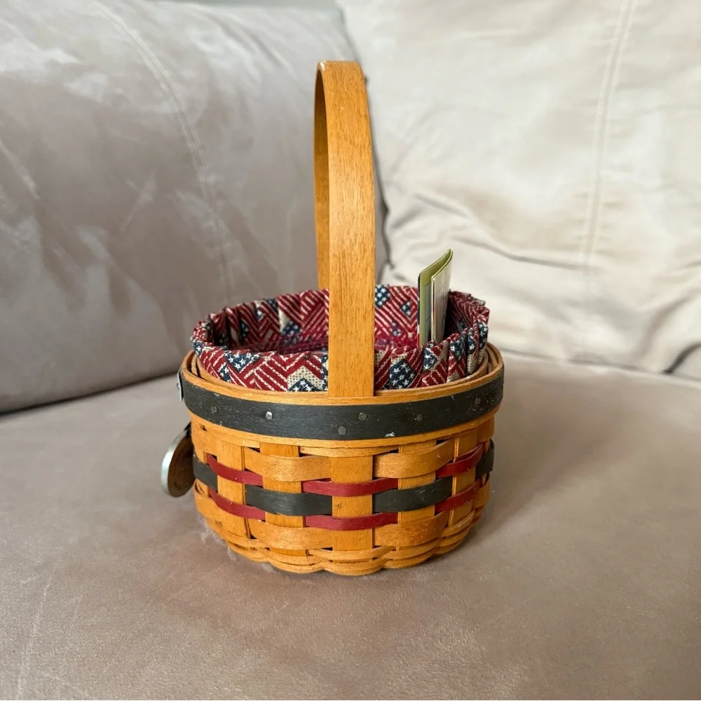 Longaberger Basket 1997 Inaugural Patriotic Blue and Red Liner USA America